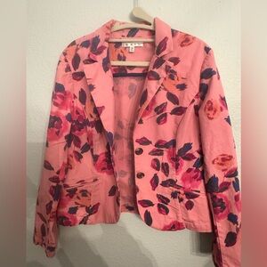 CAbi Women’s Size 12 Pink Rose Garden Floral Jacket Blazer